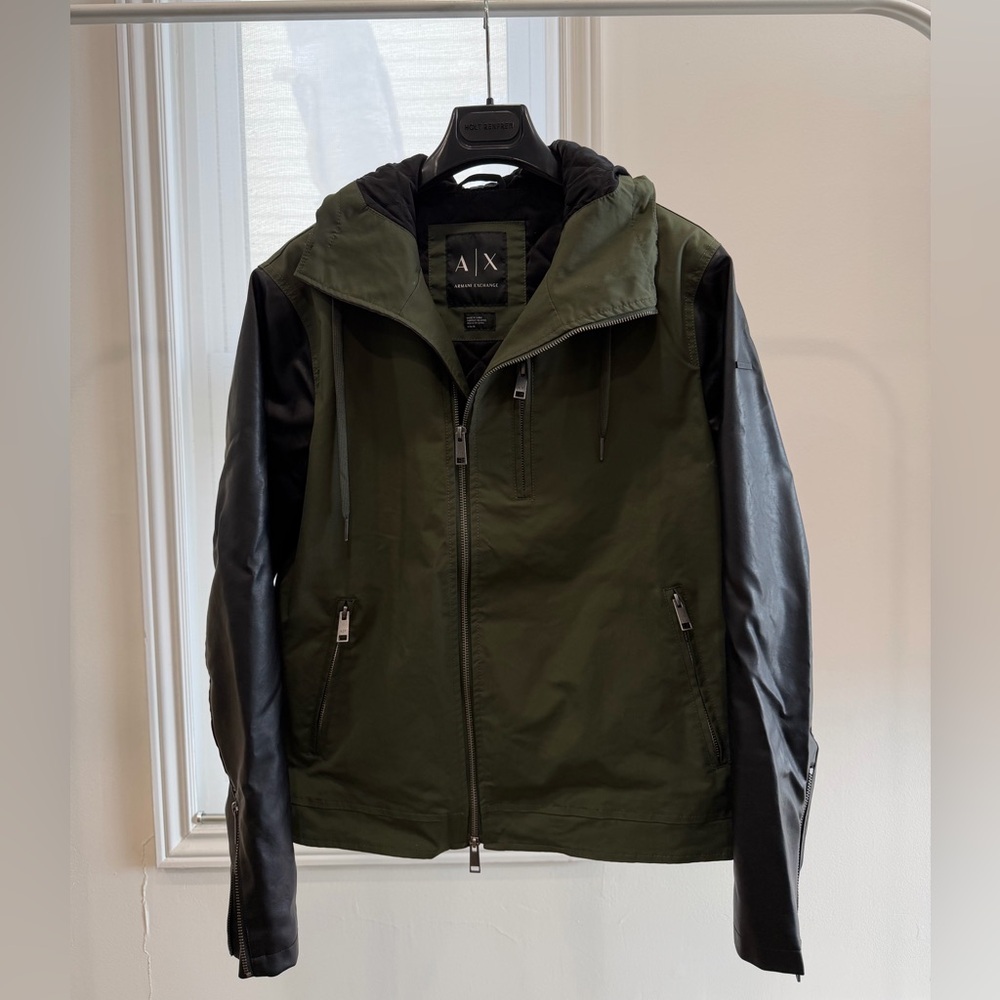 Armani Exchange Olive and Black Bomber Jacket
